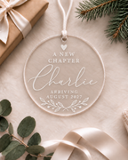 Pregnancy announcement Christmas ornament with personalised baby name and due month and year