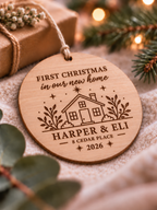 Personalised first Christmas in our new home ornament with names, address, year and house design - product image 3