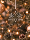 First Christmas new home ornament personalised with names, address, year and classic house design - product image 1