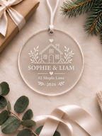 First Christmas new home ornament personalised with names, address, year and classic house design - product image 2