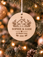 First Christmas new home ornament personalised with names, address, year and classic house design - product image 3