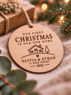 Our first Christmas in our new home ornament personalised with names, address, year and house design - product image 5