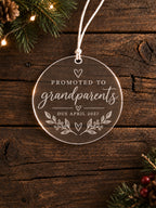 Promoted to Grandparents pregnancy announcement ornament personalised with baby due date - product image 2