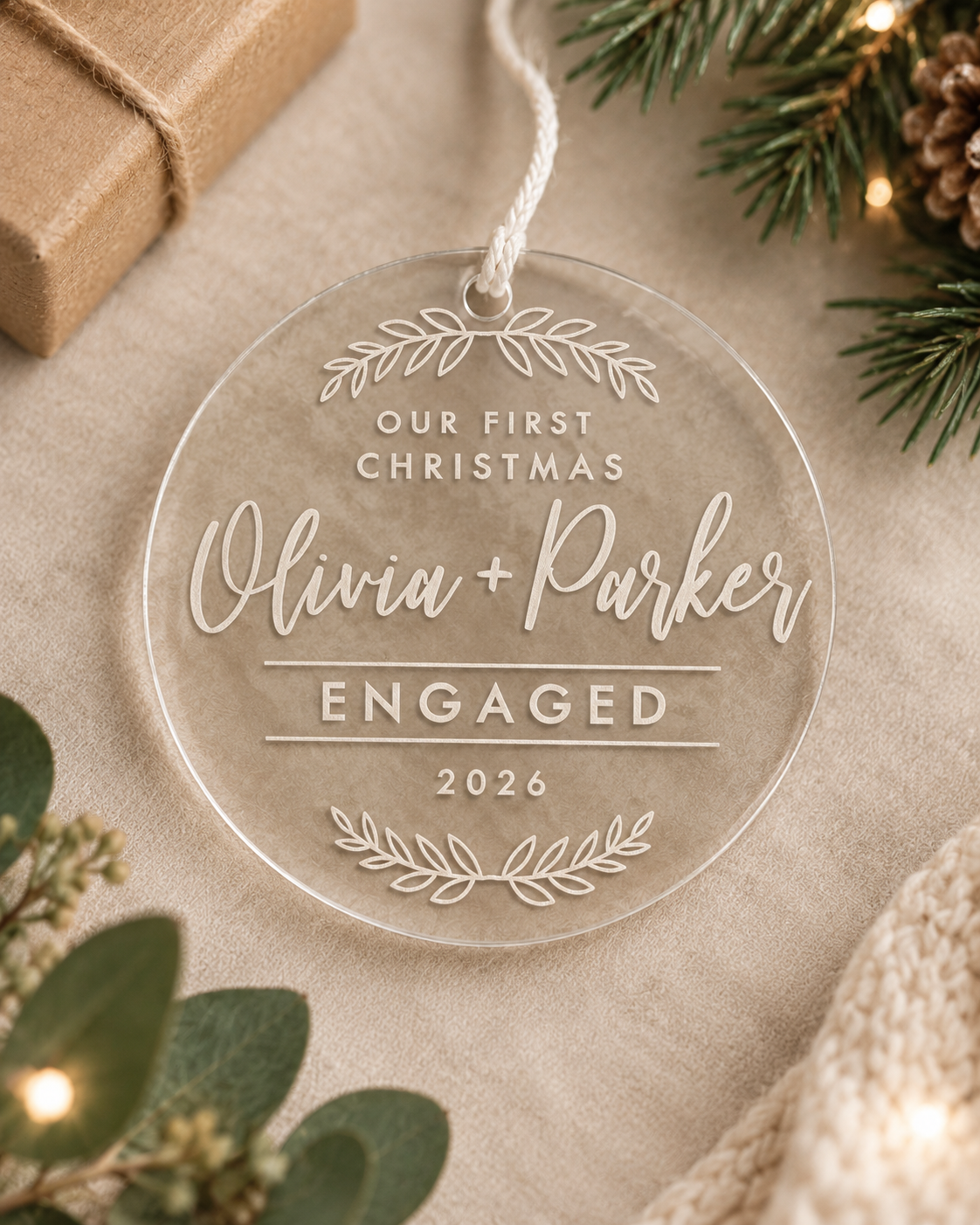 Engagement Christmas Ornament - Our First Christmas Engaged