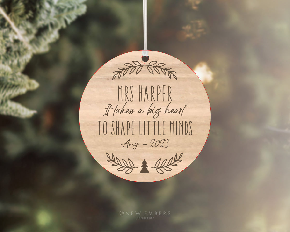 Teacher Christmas Ornament - Personalised Big Heart Gift